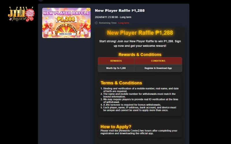 PROMOTION - JILI OFFICIAL 7 new-player-raffle-at-jiliofficial