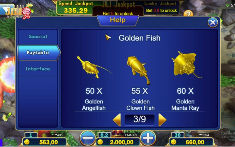 Jackpot Fishing - Shoot Fish, Win Boss Jackpot Up to 888X 11 golden-fish-payout-table