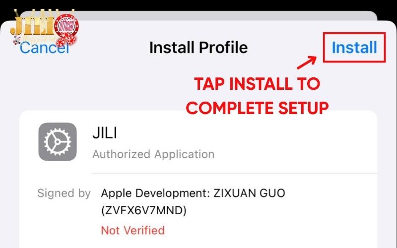 Download JILI App for Android & iOS – Safe & Fast Access 5 tap-install-to-complete-setup
